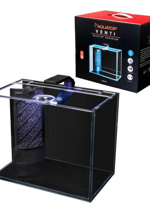 Venti Professional Showcase Aquarium, Glass, Complete Kit 2 Gal; Includes LED Light, and Breza Air Pump