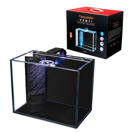 Venti Professional Showcase Aquarium, Glass, Complete Kit 2 Gal; Includes LED Light, and Breza Air Pump