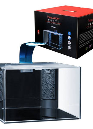 Venti Professional Showcase Aquarium, Glass, Complete Kit 2 Gal; Includes LED Light, and Breza Air Pump