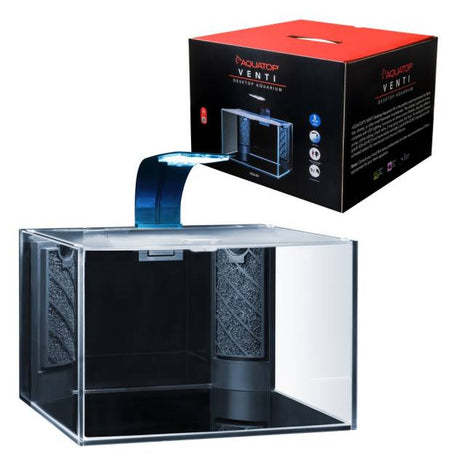 Venti Professional Showcase Aquarium, Glass, Complete Kit 2 Gal; Includes LED Light, and Breza Air Pump
