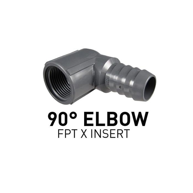 Lifegard Barbed Insert Adapter 90 Degree - FPT x Insert Elbow - Aquatica Aquarium Gallery Fish Store Cleveland Ohio