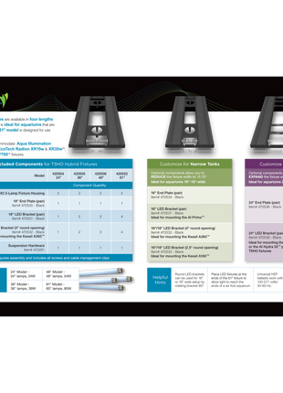 Aquatic Life T5 HO Hybrid 4-Lamp Mounting System Parts - Aquatica Aquarium Gallery Fish Store Cleveland Ohio